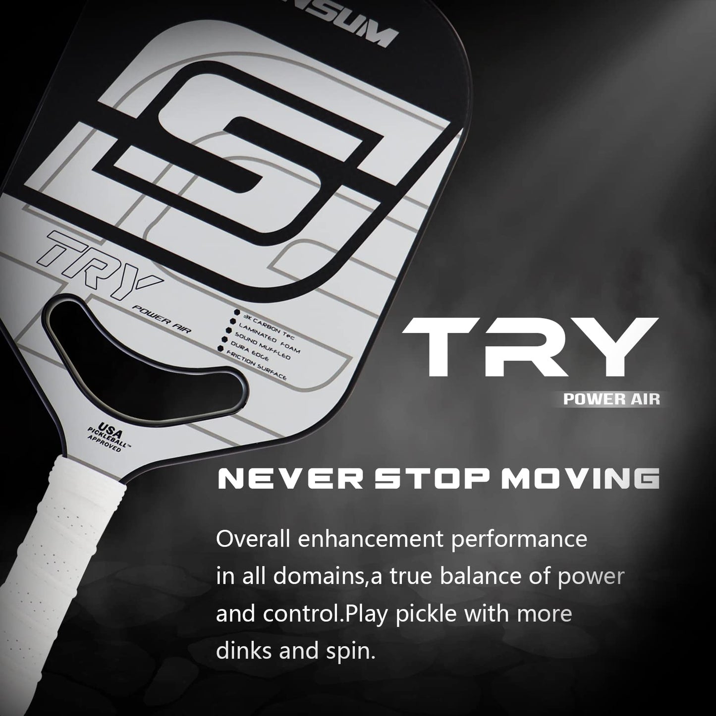 Insum Try Power Air Elongated Pickleball Paddle-PaddleBall Sports Co