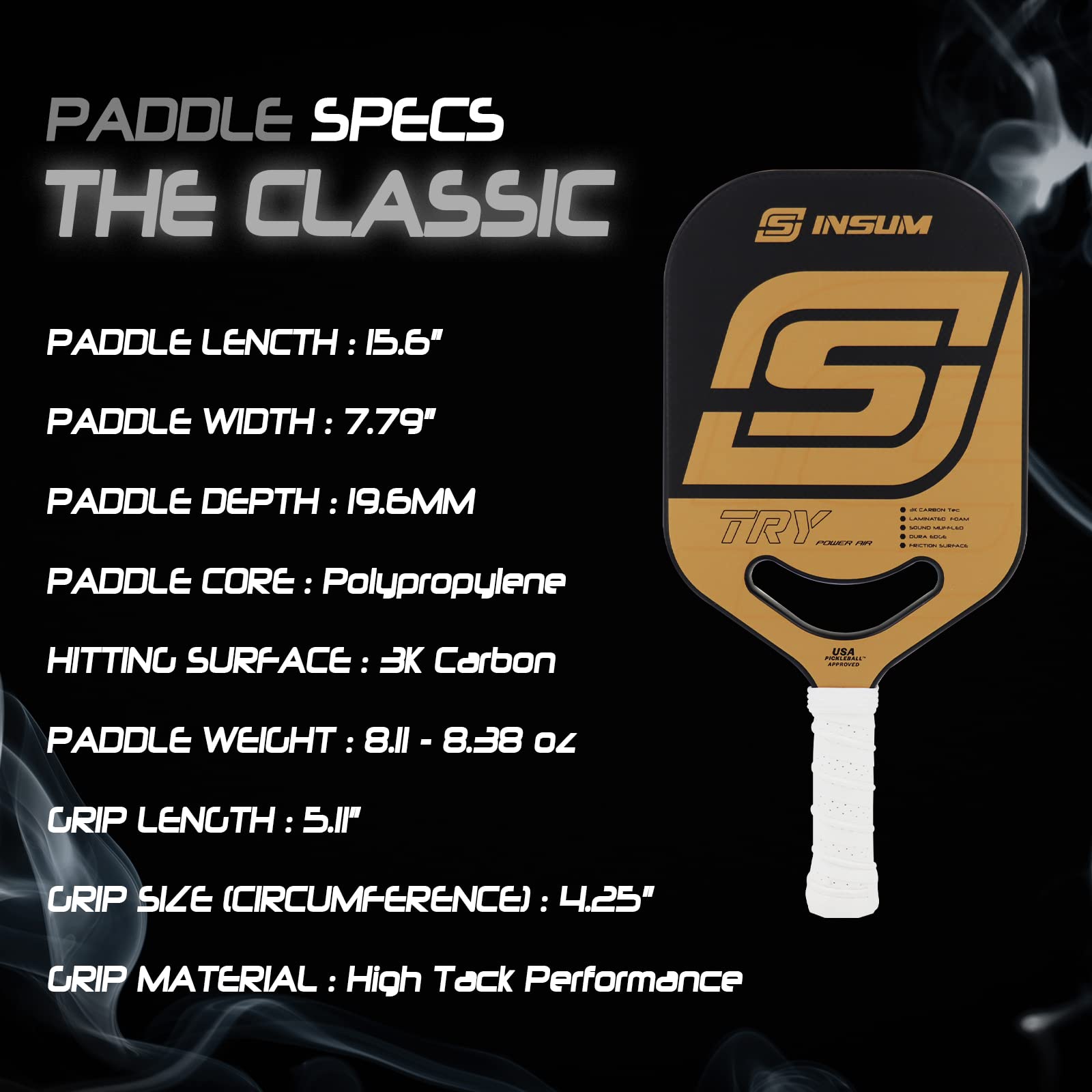 Insum Try Power Air Elongated Pickleball Paddle-PaddleBall Sports Co