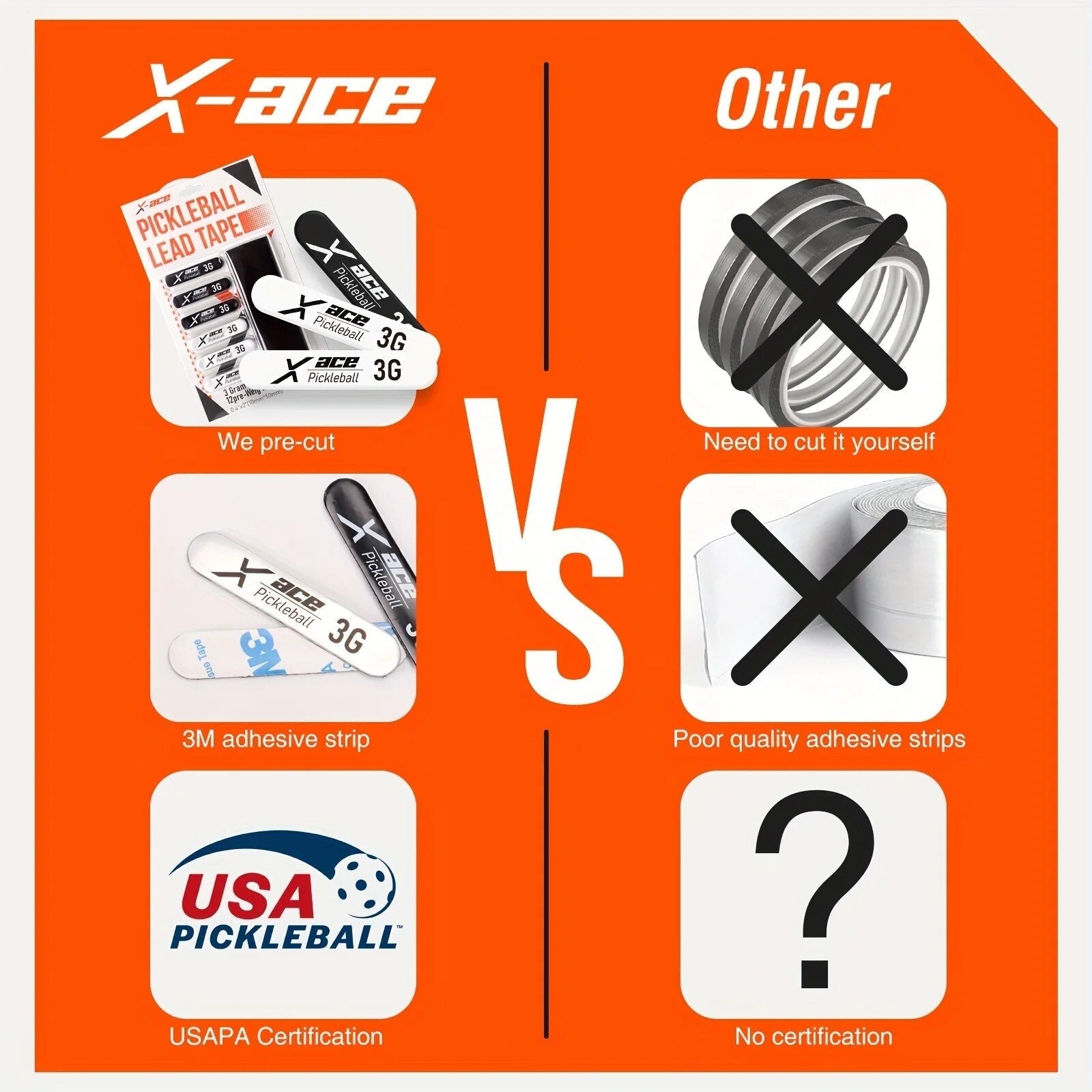 X-Ace Weighted Pickleball Lead Tape-PaddleBall Sports Co