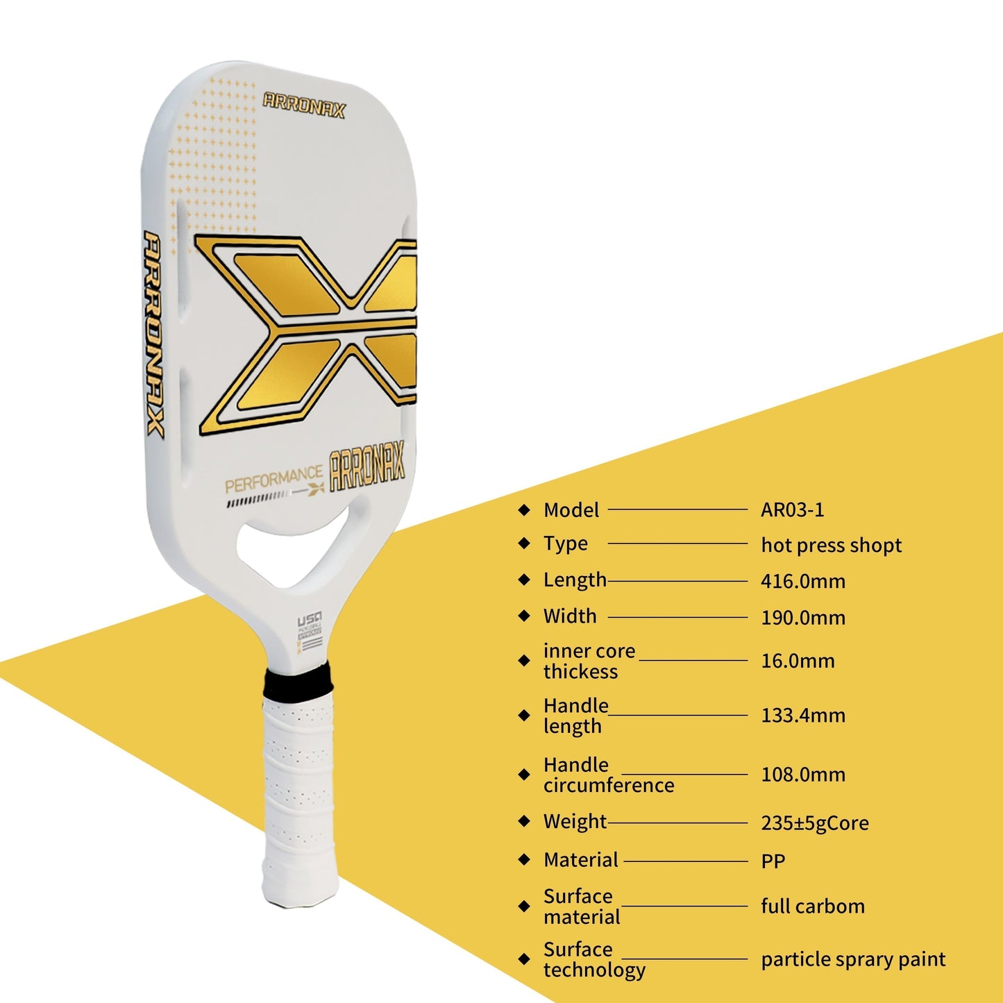 Arronax Performance Gold Paddle-PaddleBall Sports Co