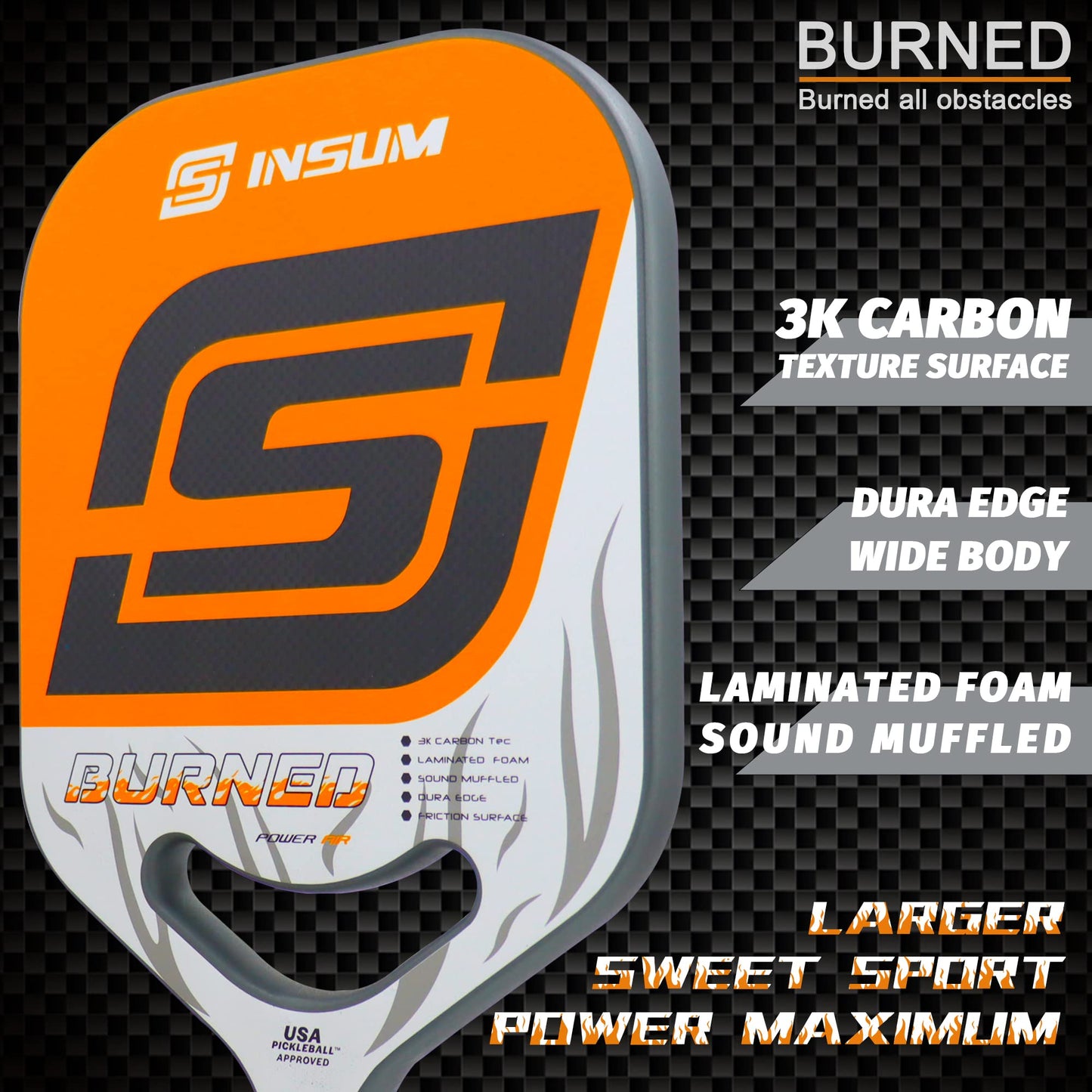 Insum Burned Pickleball Paddle-PaddleBall Sports Co