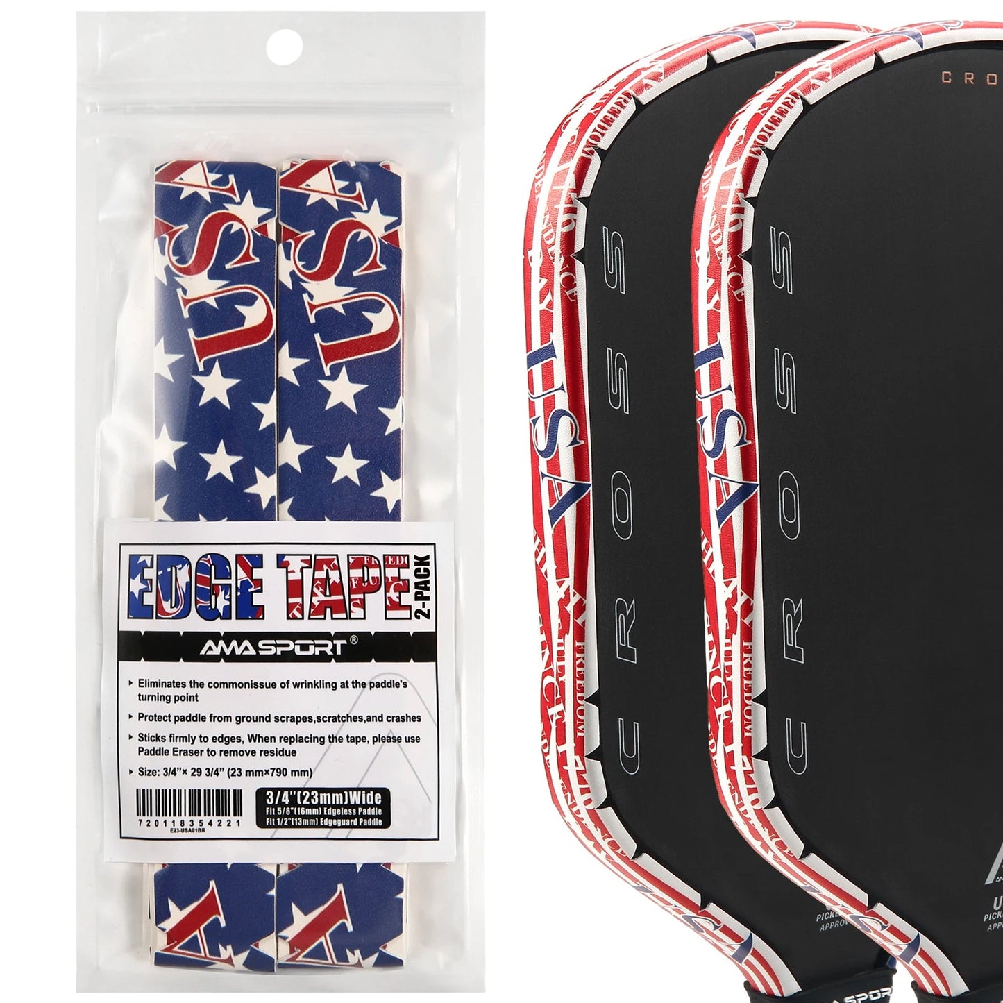 AMA Sport Pickleball Paddle Edge Tape with designs-PaddleBall Sports Co