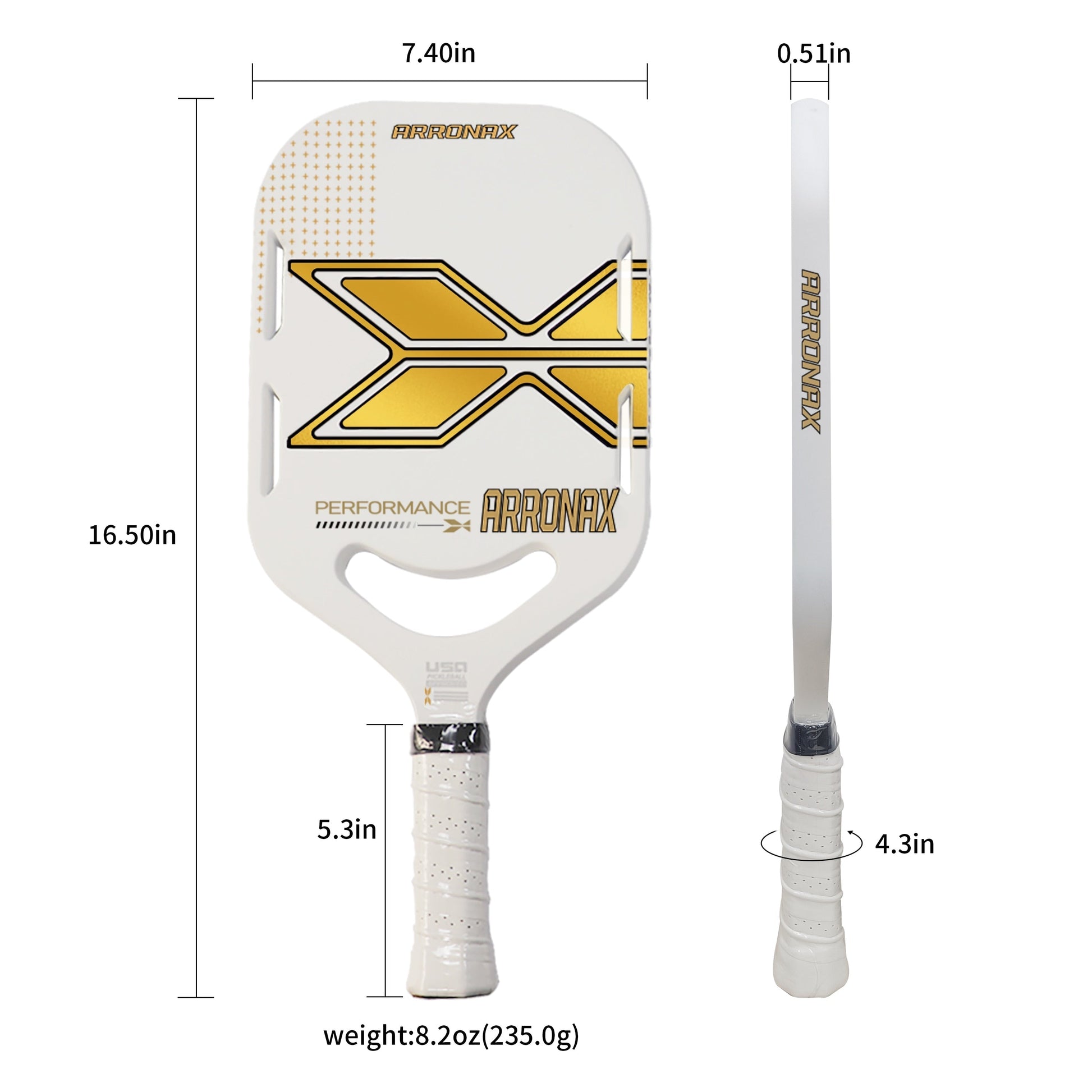 Arronax Performance Gold Paddle-PaddleBall Sports Co