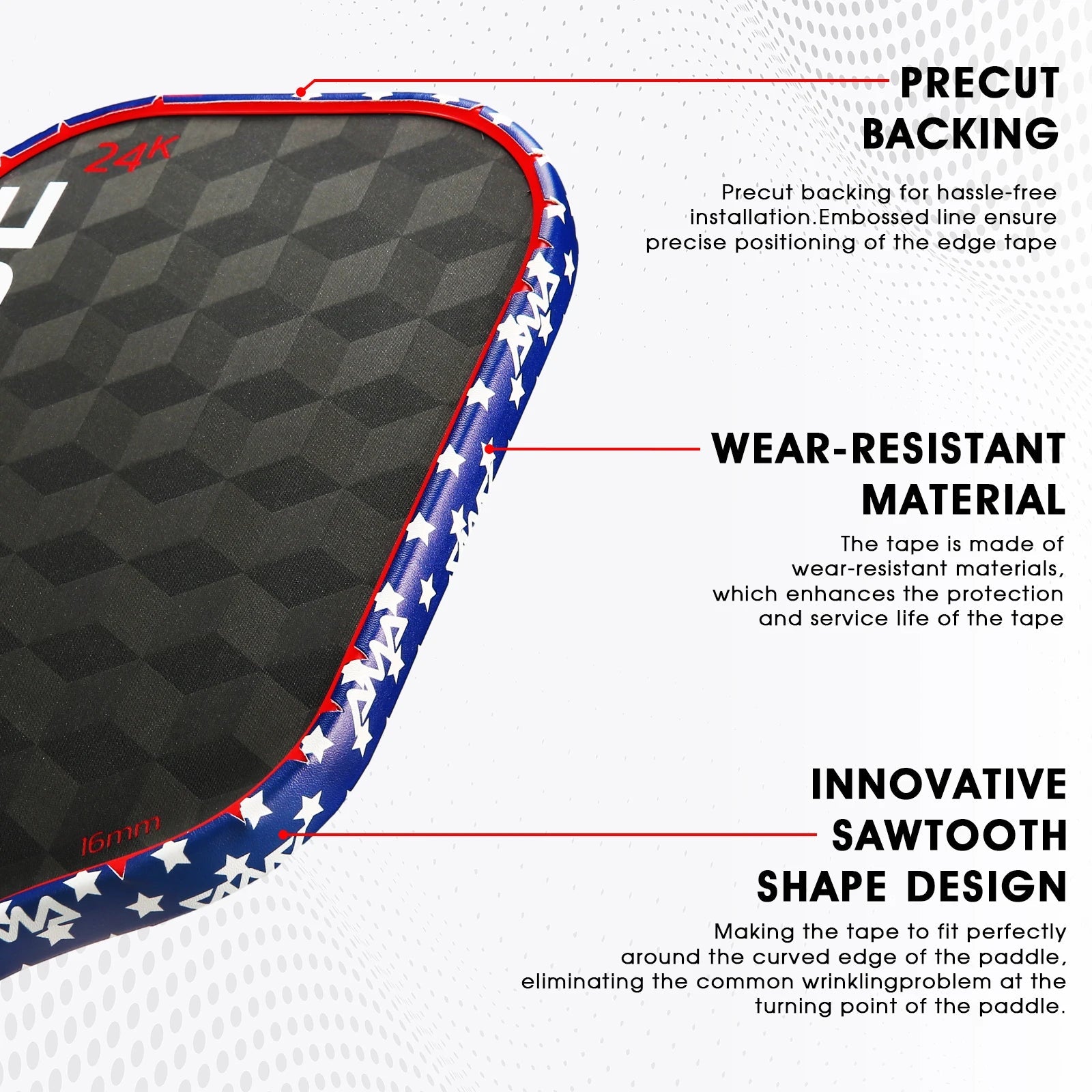 AMA Sport Pickleball Paddle Edge Tape with designs-PaddleBall Sports Co