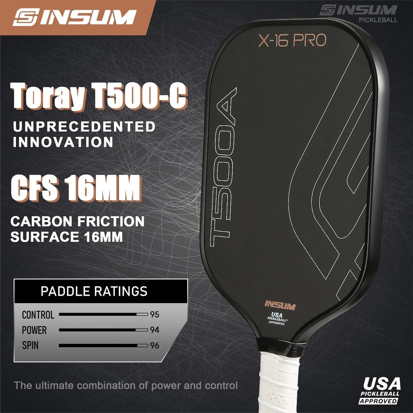 Insum T500A x-16 Pro Paddle-PaddleBall Sports Co