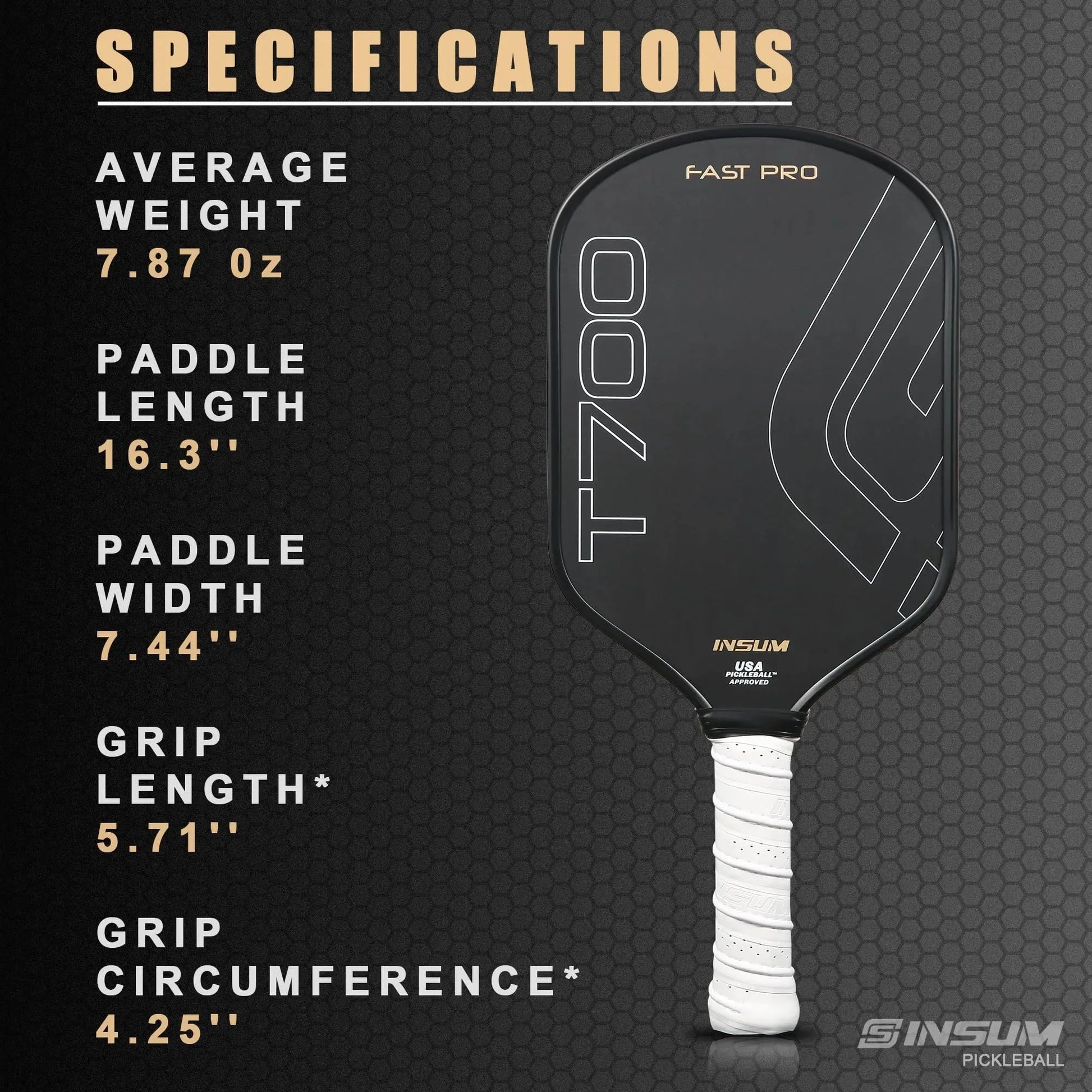 Insum T700 Fast Pro Paddle-PaddleBall Sports Co