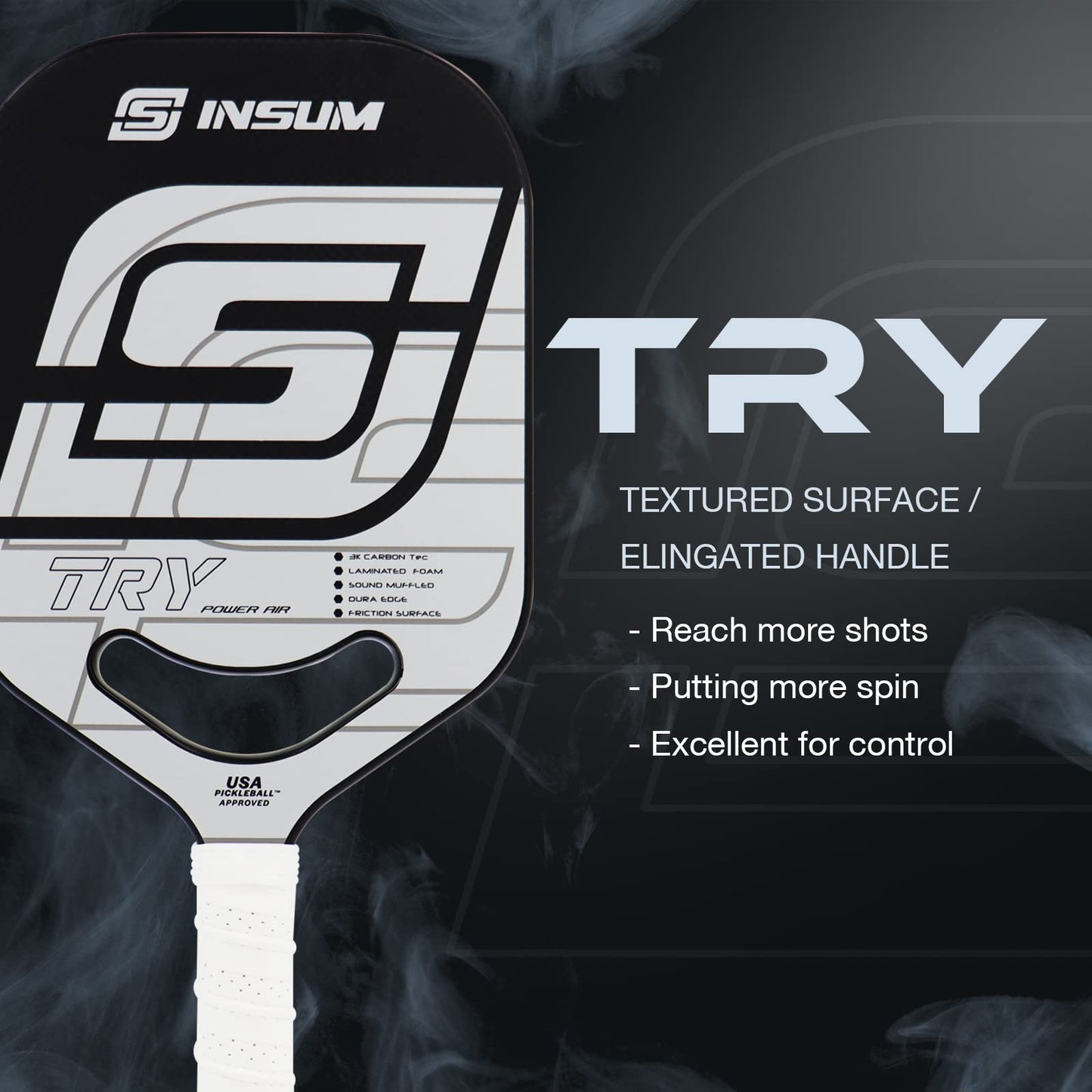 Insum Try Power Air Elongated Pickleball Paddle-PaddleBall Sports Co