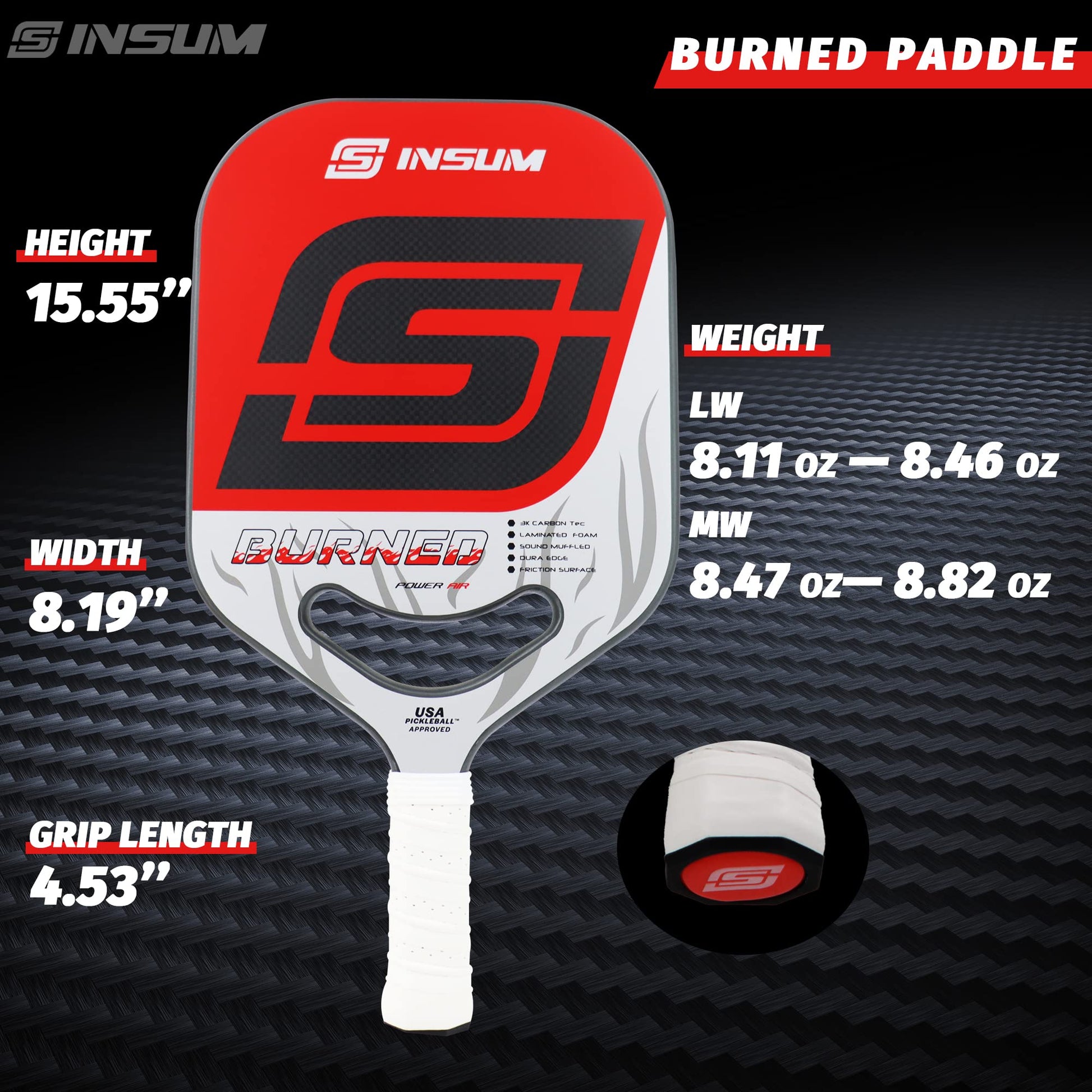 Insum Burned Pickleball Paddle-PaddleBall Sports Co