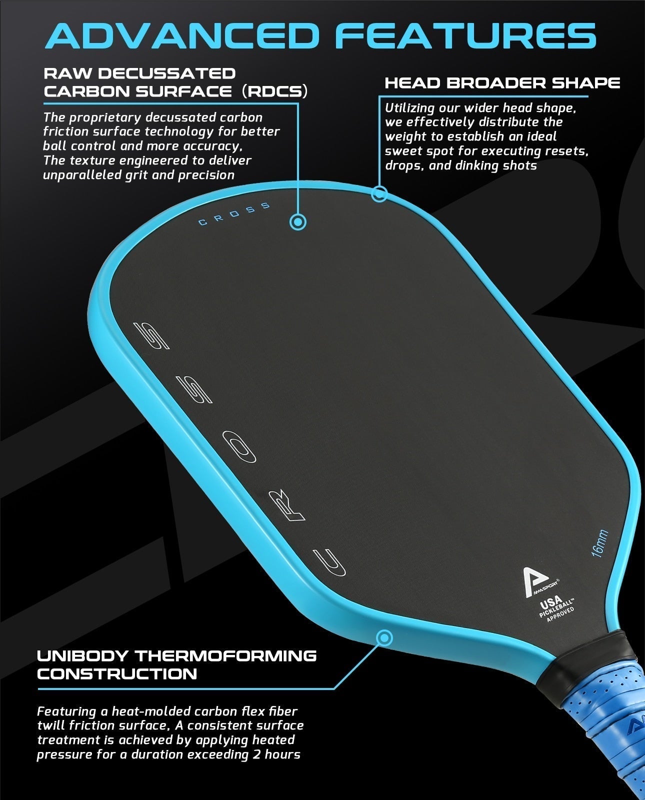 AMA Sport Cross Series Pickleball Paddle-PaddleBall Sports Co