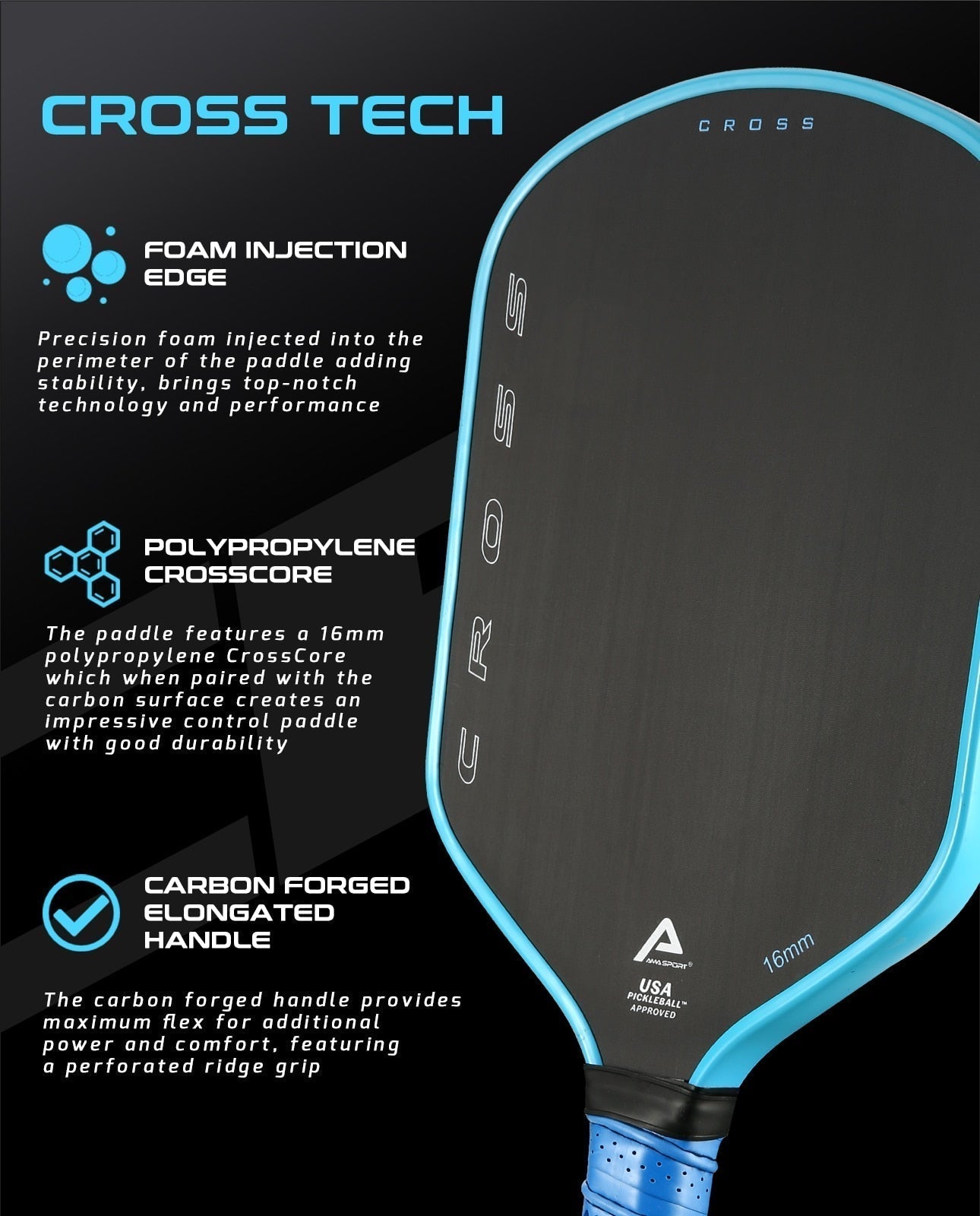 AMA Sport Cross Series Pickleball Paddle-PaddleBall Sports Co