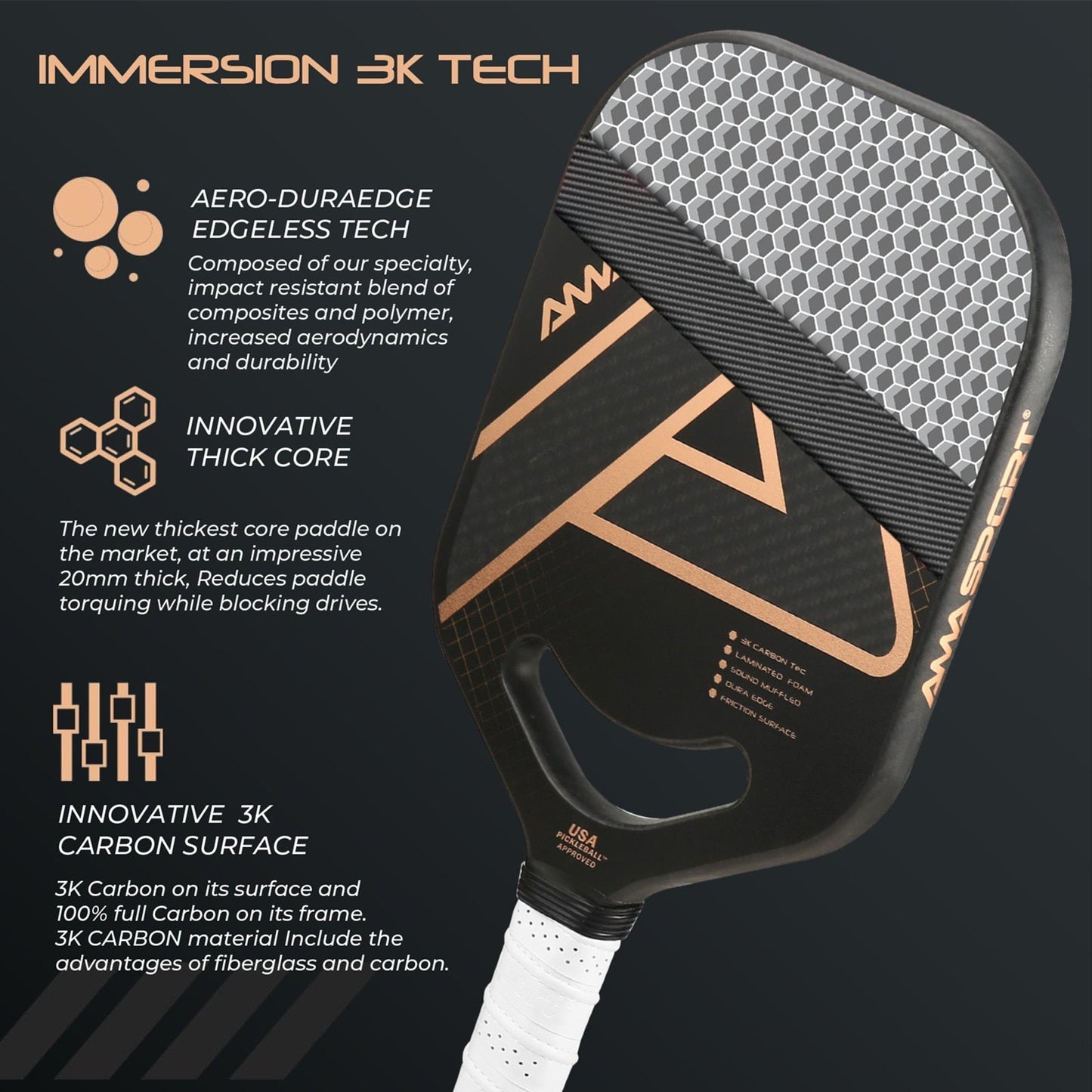 AMA Sport Immersion series Pickleball Paddle-PaddleBall Sports Co