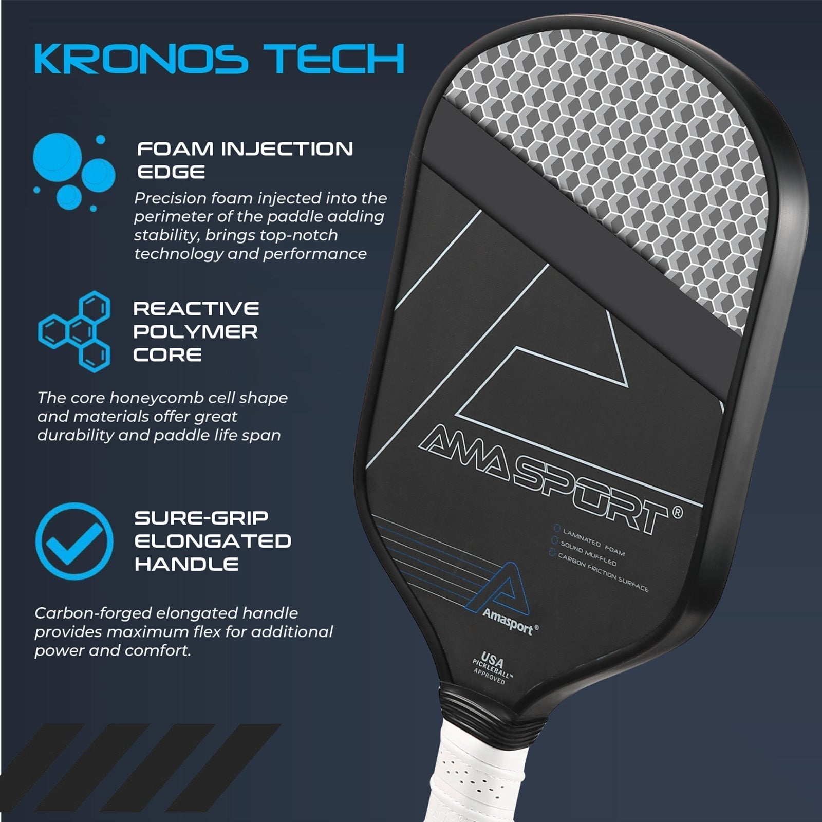 AMA Sport Kronos 15.8mm Pickleball Paddle-PaddleBall Sports Co