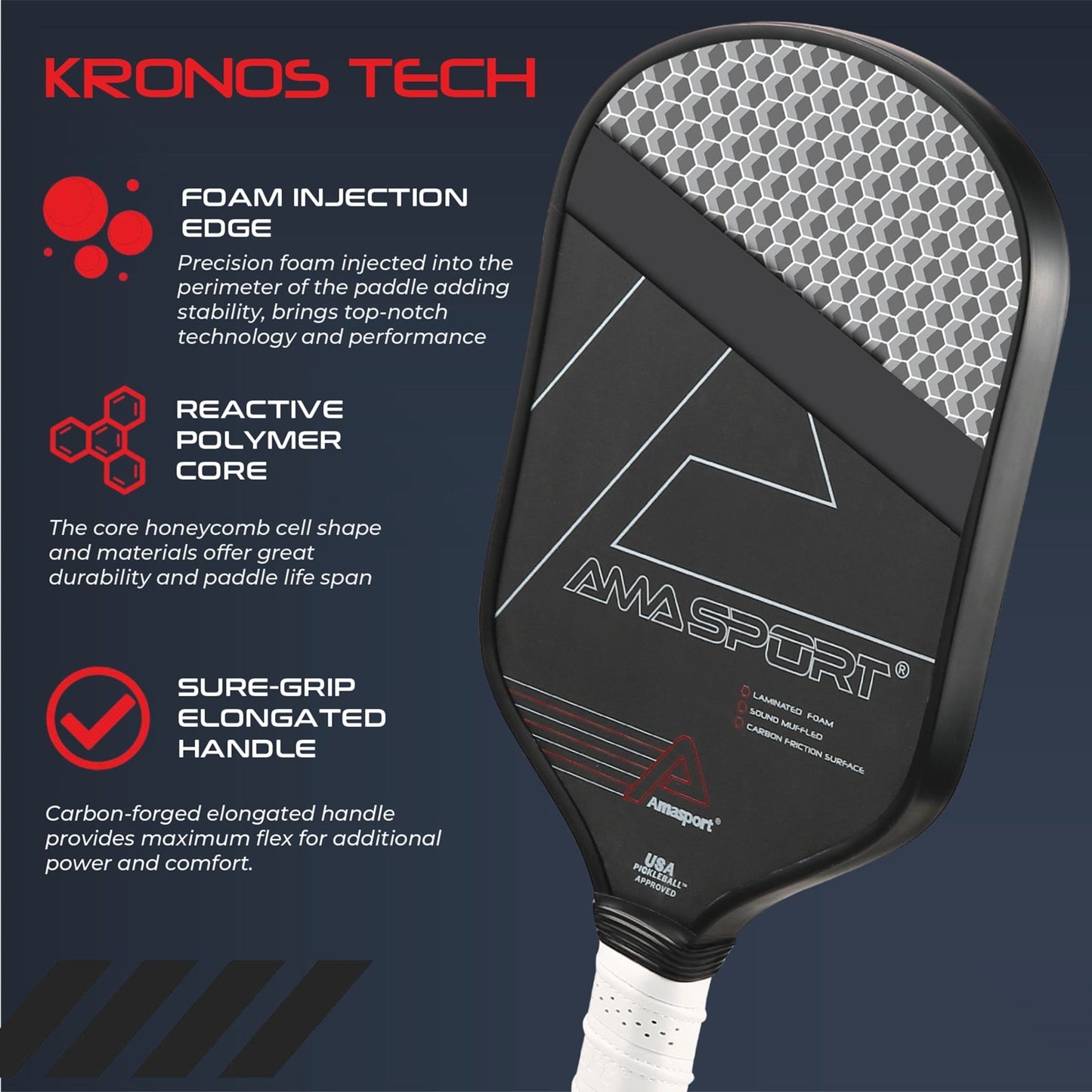 AMA Sport Kronos 15.8mm Pickleball Paddle-PaddleBall Sports Co