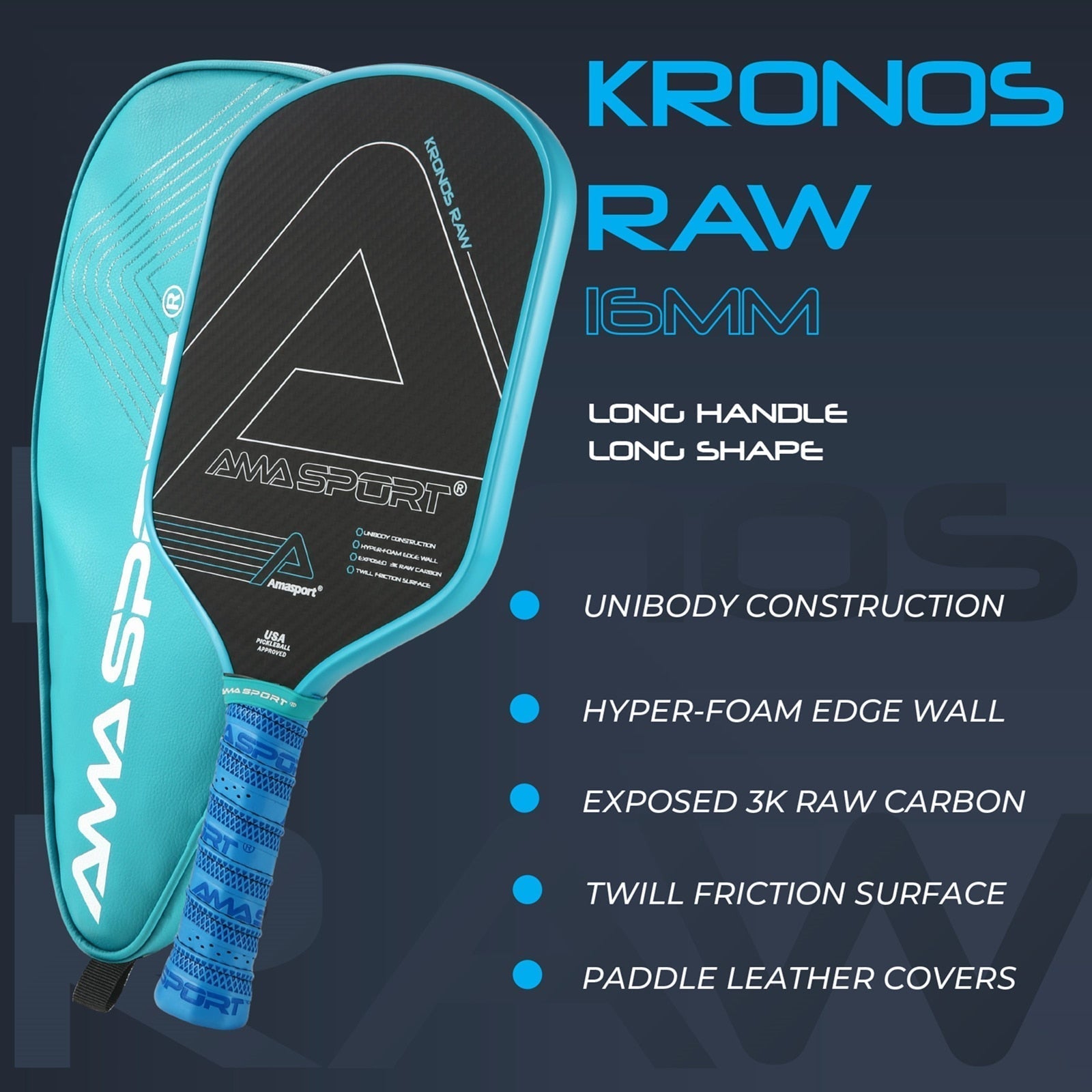 AMA Sport Kronos Raw Pickleball Paddle-PaddleBall Sports Co