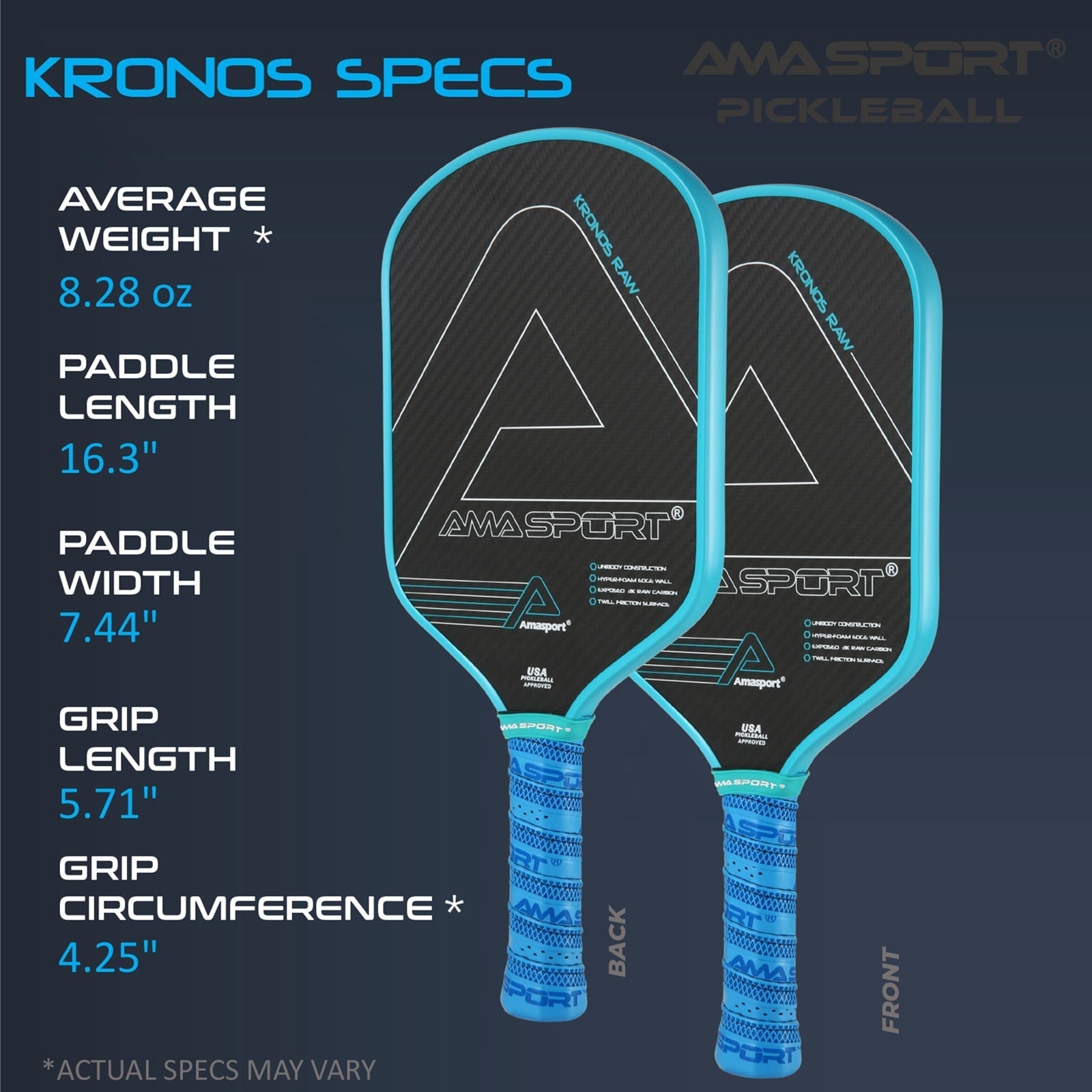 AMA Sport Kronos Raw Pickleball Paddle-PaddleBall Sports Co