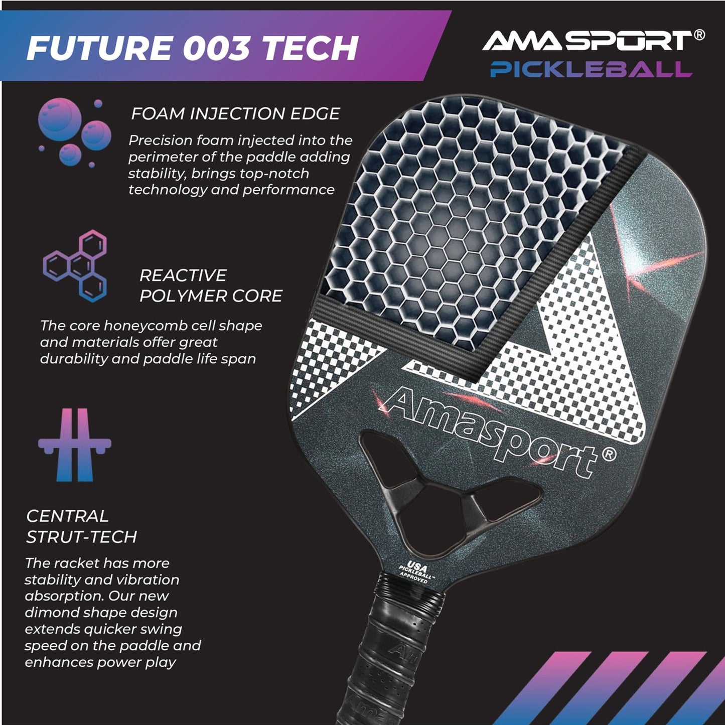 AMA Sport Matrix Future 003 - 13MM Pickleball Paddle-PaddleBall Sports Co