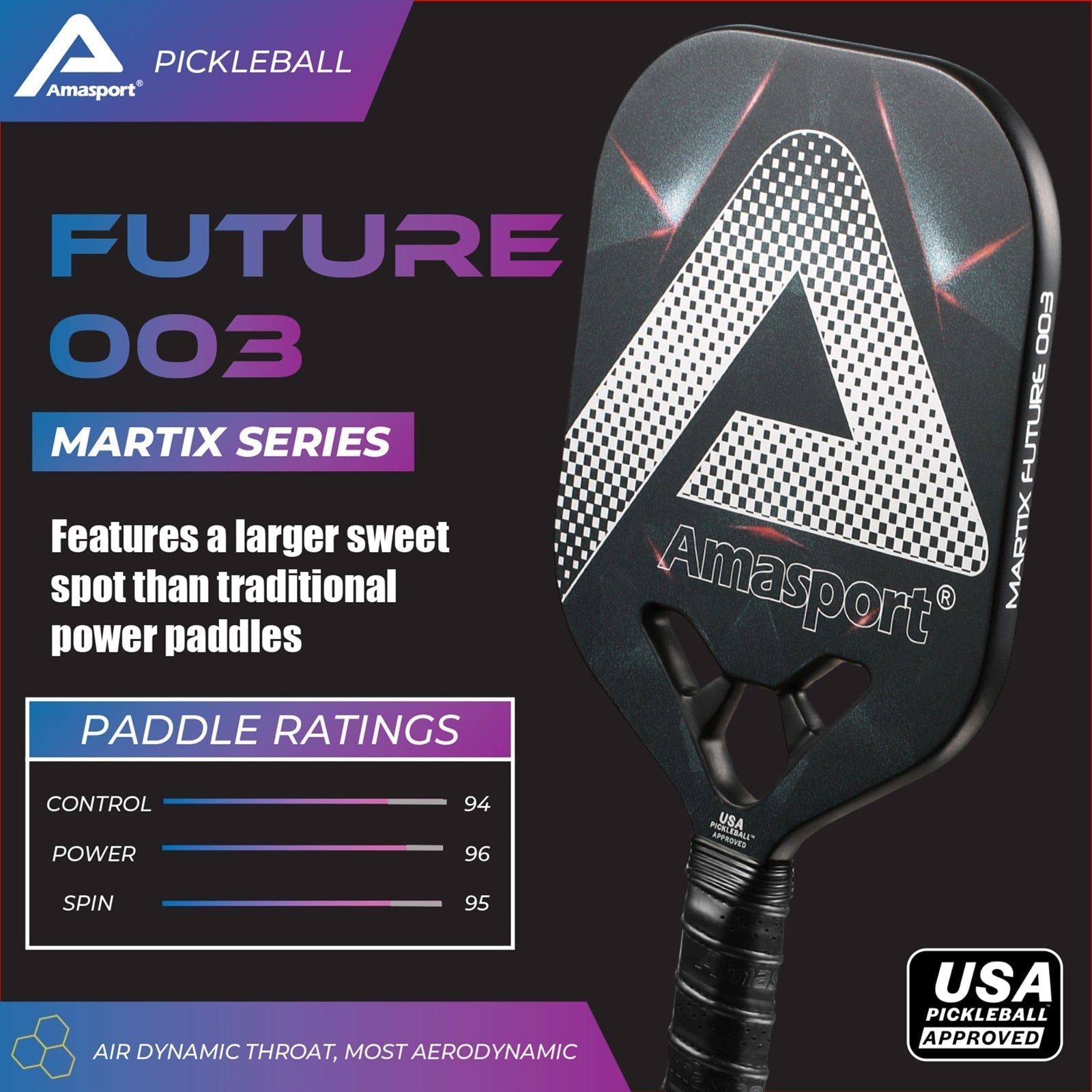 AMA Sport Matrix Future 003 - 13MM Pickleball Paddle-PaddleBall Sports Co