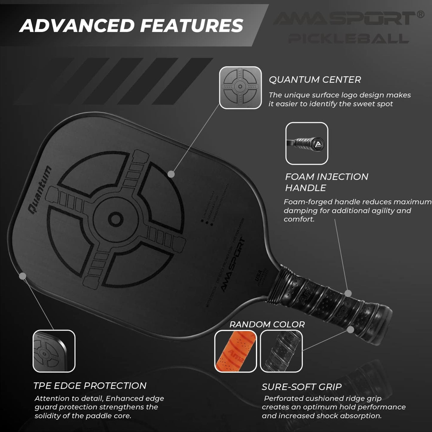 AMASPORT Quantum Pickleball Paddle-PaddleBall Sports Co