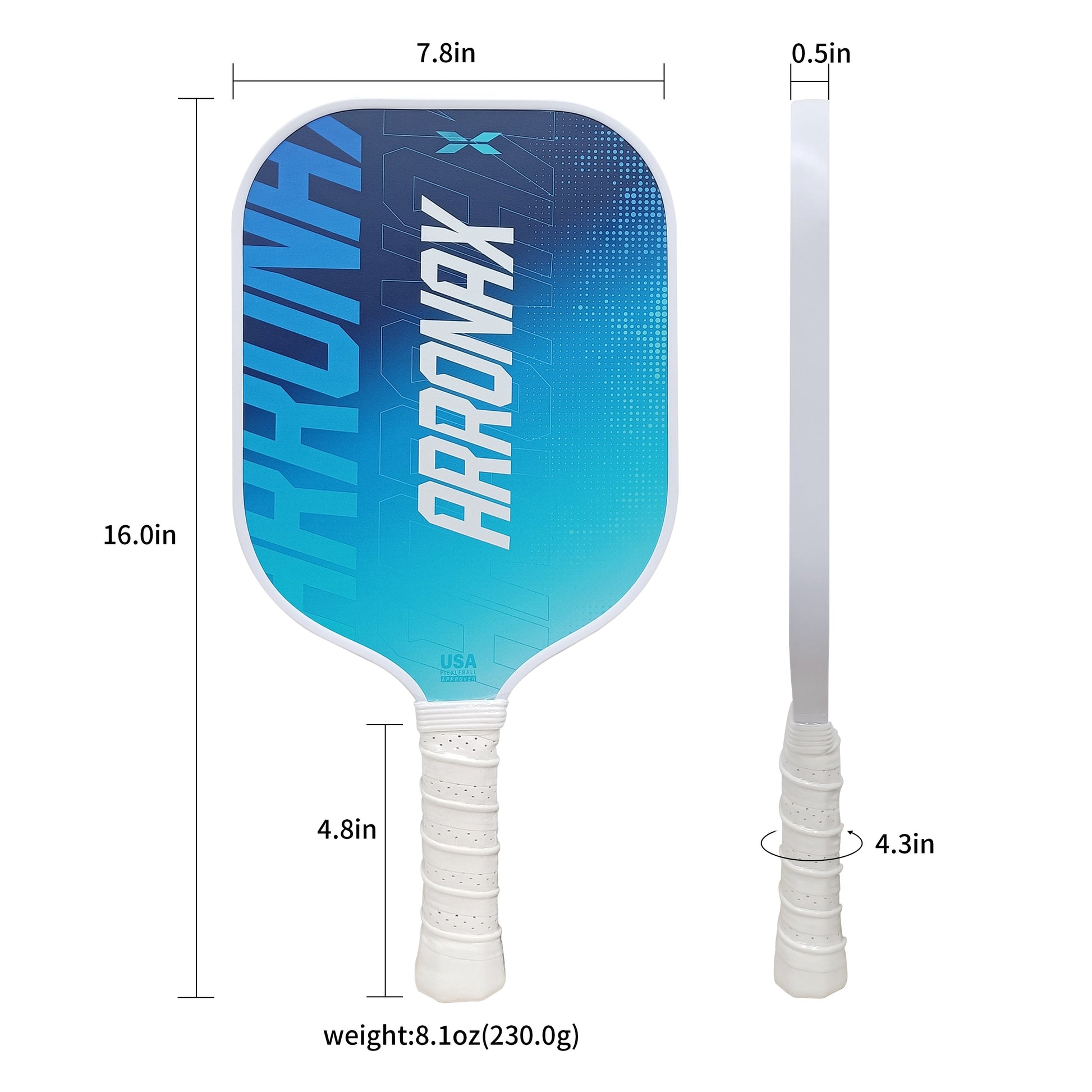 Arronax Blue Rush Pickleball Paddle-PaddleBall Sports Co